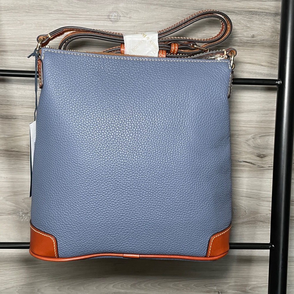 NWT- Dooney & Bourke Pebble Leather Crossbody, Steel Blue - Picture 3 of 8